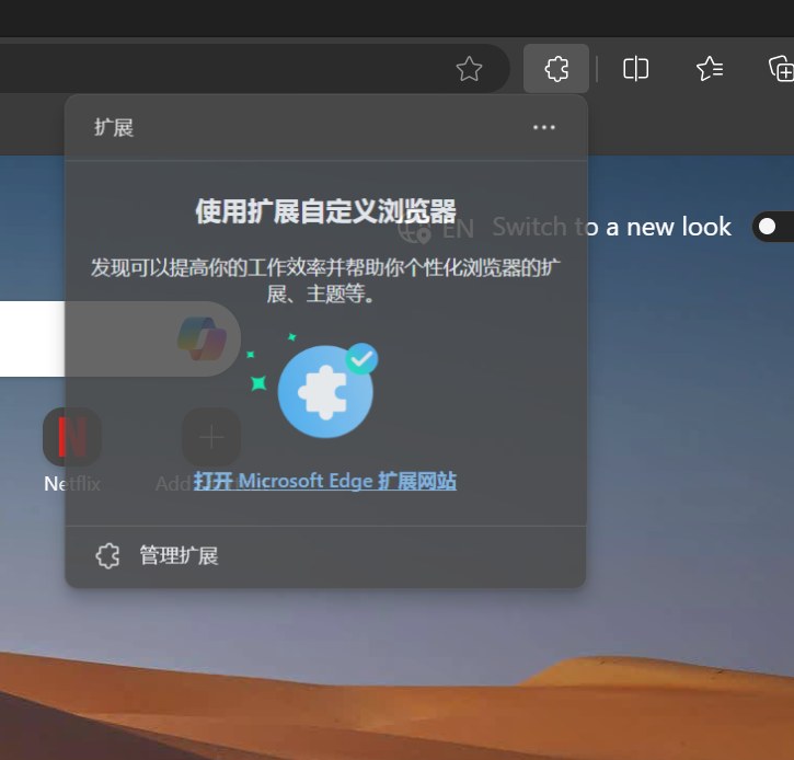 Edge 扩展菜单截图
